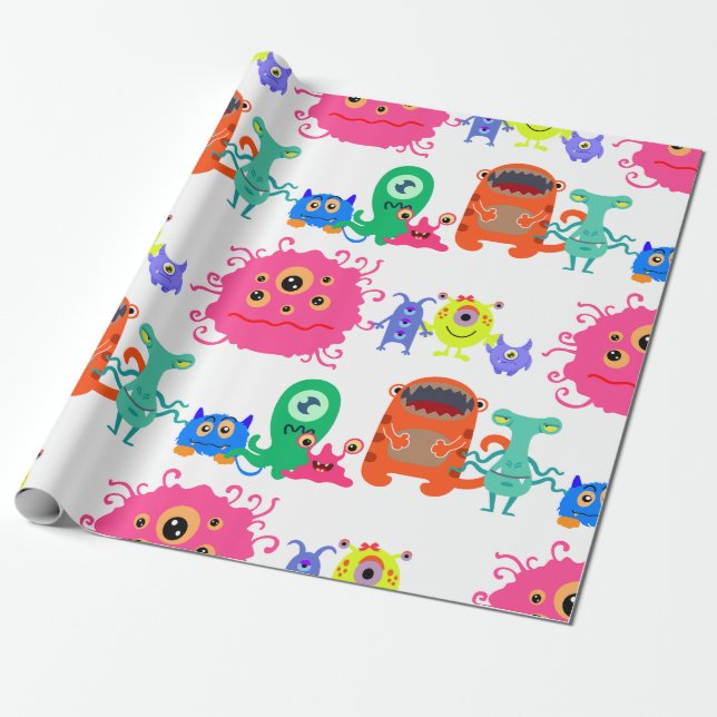 Niedliches Monster-Wrapper Geschenkpapier (Ungerollt)
