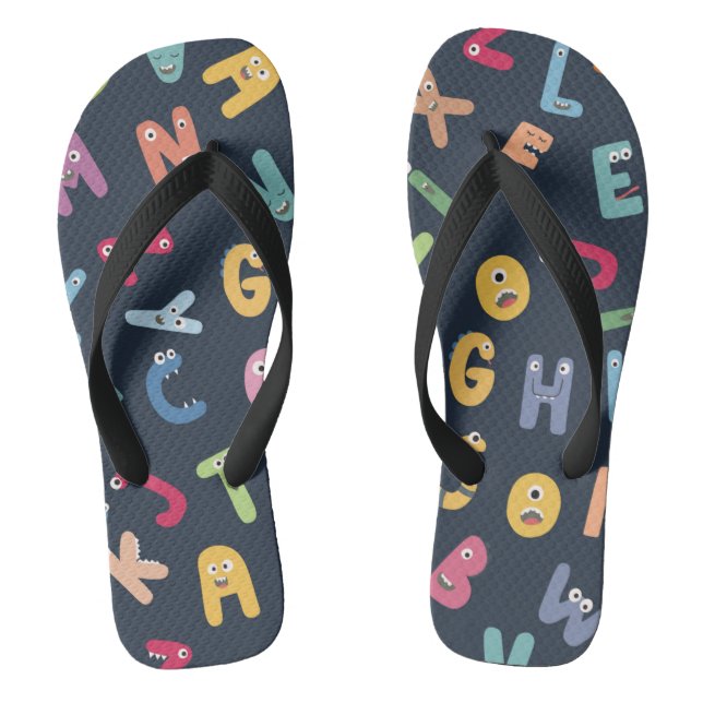 Niedliches Monsteralphabet Flip Flops (Fußbett)