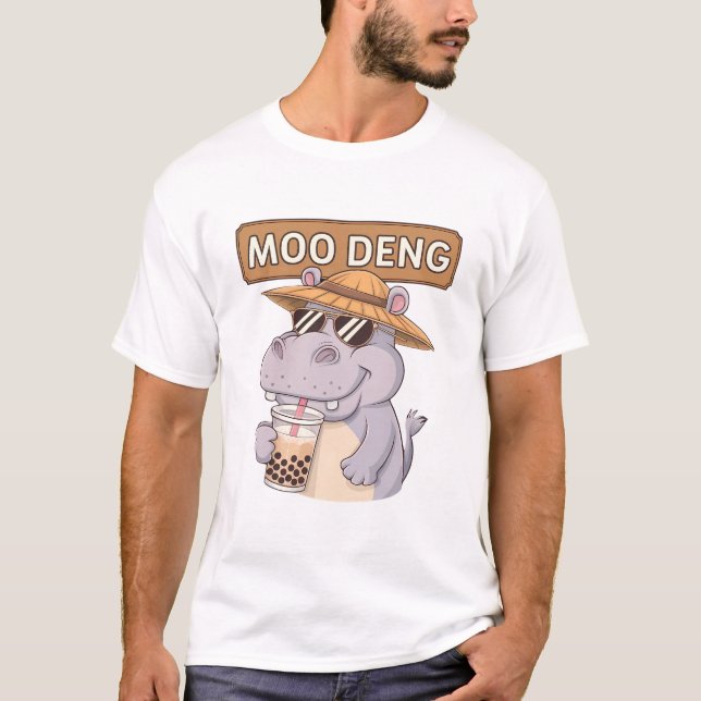Niedliches Moo-Deng-Design für Pygmäen-Hippo T-Shirt (Vorderseite)