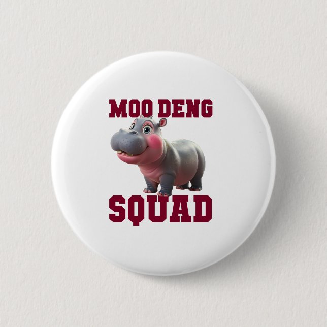 Niedliches MOO DENG SQUAD Baby Hippo Team Cheer Gi Button (Vorderseite)