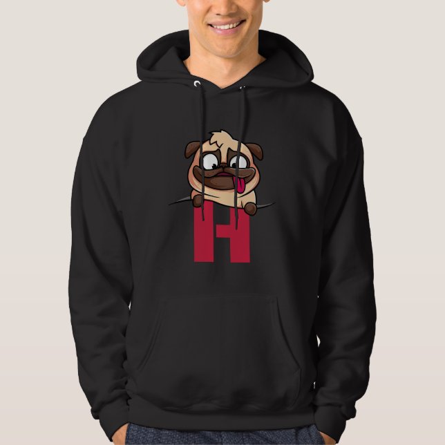 Niedliches Mops Alphabet, Buchstabe H, Hundealphab Hoodie (Vorderseite)