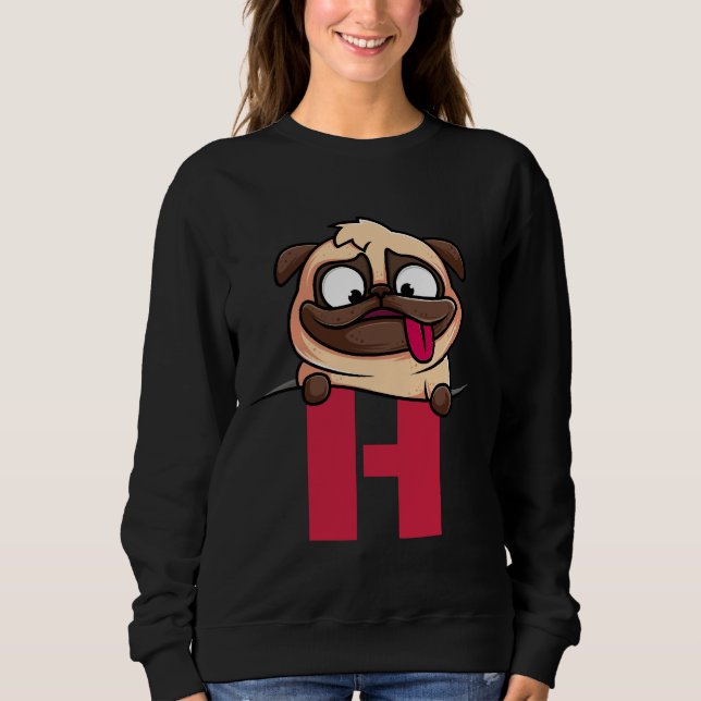 Niedliches Mops Alphabet, Buchstabe H, Hundealphab Sweatshirt (Vorderseite)