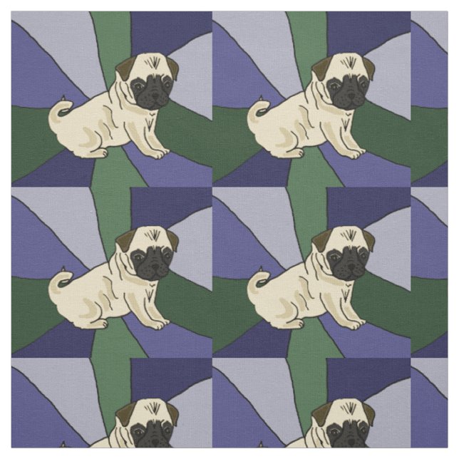 Niedliches Mops-Welpen-Hundeabstraktes Stoff (Muster)