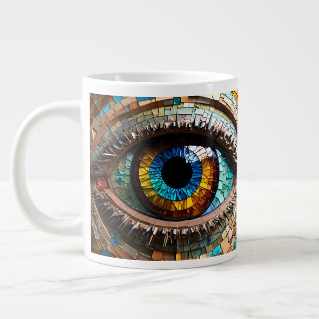 Niedliches Mosaikglas-Design Jumbo-Tasse (Links)
