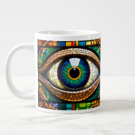 Niedliches Mosaikglas Eye Design Blue & Grüntöne Jumbo-Tasse