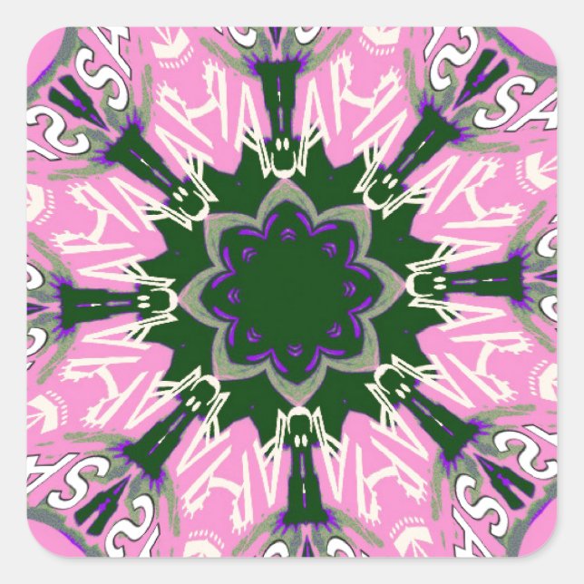 Niedliches Motiv für die bläserne Mode in Schwarz  Quadratischer Aufkleber (Vorderseite)