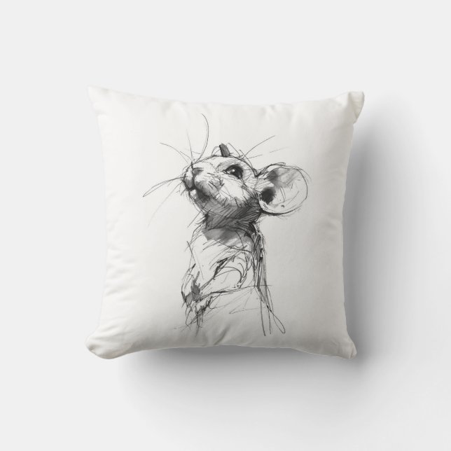 Niedliches Mouse-Portrait Kissen (Vorderseite)