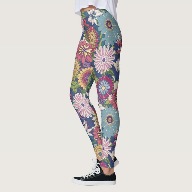 Niedliches Multicolor-Blumenmuster Leggings (Links)
