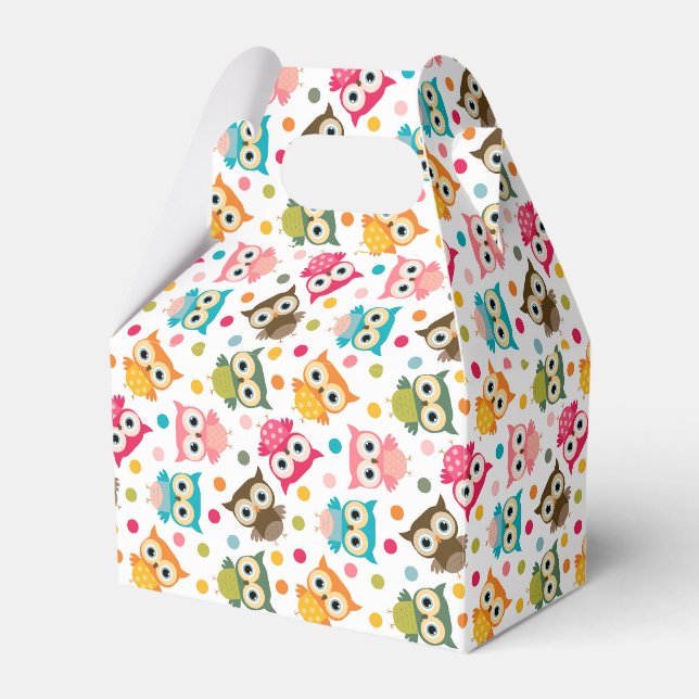 Niedliches Multicolor-Eule-Muster Geschenkschachtel (Vorderseite)