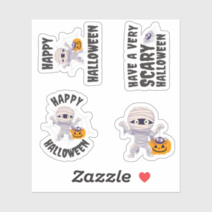 Niedliches Mummy Halloween Checker Pack Aufkleber