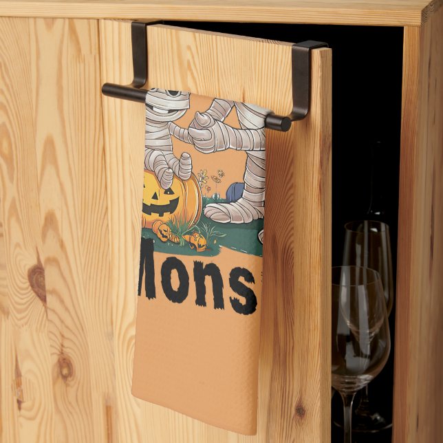 Niedliches Mummy's Little Monster Funny Halloween  Geschirrtuch (Drittel gefaltet)