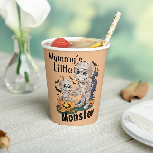 Niedliches Mummy's Little Monster Funny Halloween  Pappbecher (In Situ)