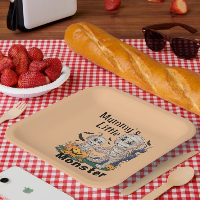 Niedliches Mummy's Little Monster Funny Halloween  Pappteller (Picknick)