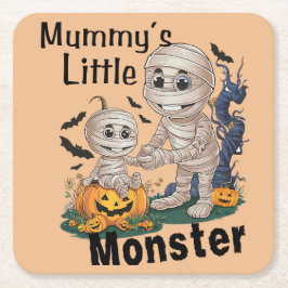 Niedliches Mummy's Little Monster Funny Halloween  Rechteckiger Pappuntersetzer