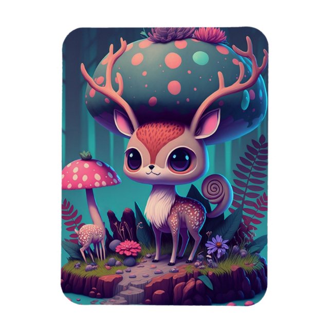 Niedliches Mushroom Deer Fantasy Art Magnet (Vertikal)