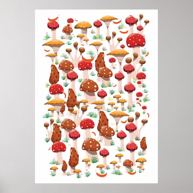 Niedliches Mushroom-Muster Poster (Vorne)
