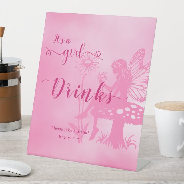 Niedliches Mushroom und Blume Kinderdusche Getränk Sockelschild (In Situ)