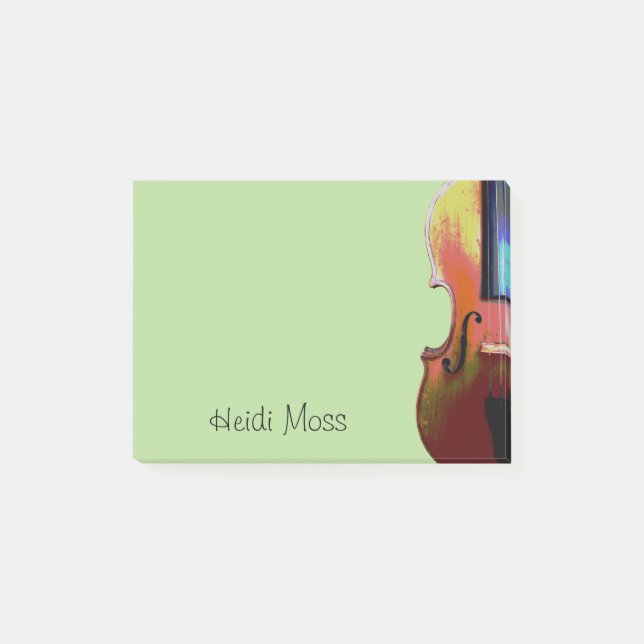 Niedliches Musical Violin Green Post-it Klebezettel (Vorderseite)