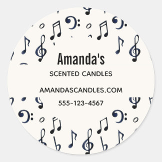 Niedliches musikalisches Notenmuster Runder Aufkleber