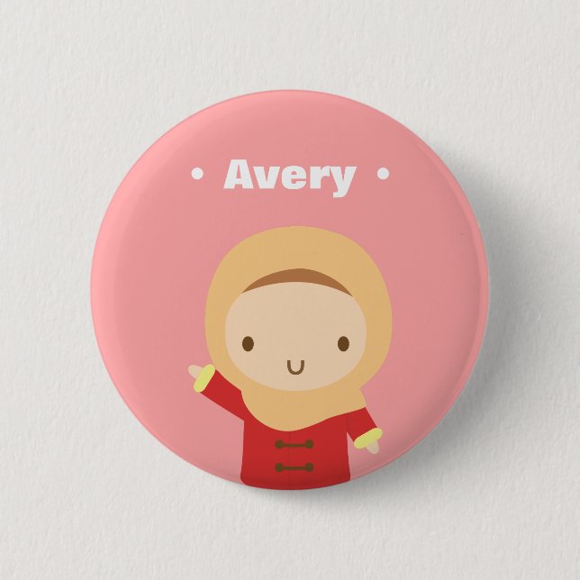 Niedliches muslimisches Mädchen mit Hijab Scarf Wi Button (Vorderseite)