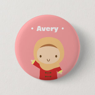 Niedliches muslimisches Mädchen mit Hijab Scarf Wi Button