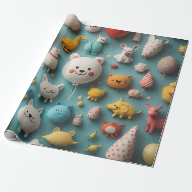 Niedliches Muster der Tiere Geschenkpapier (Ungerollt)