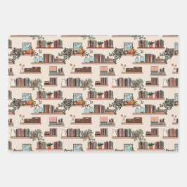 Niedliches Muster der virtuellen Bibliothek Geschenkpapier Set