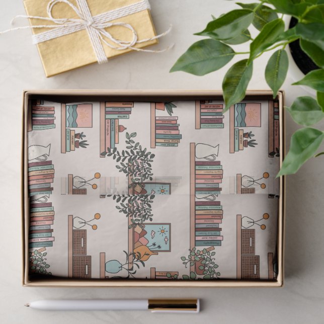 Niedliches Muster der virtuellen Bibliothek Seidenpapier (Geschenk)