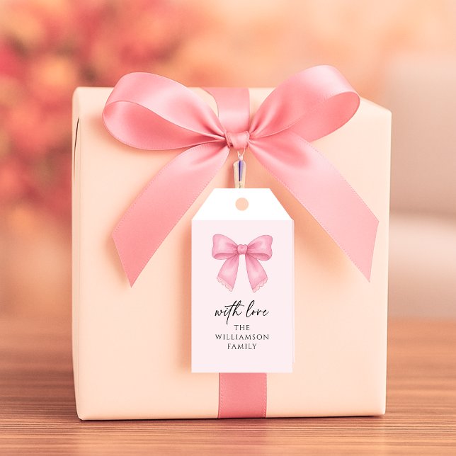 Niedliches Muster der Wasserfarbe Bow Coquette Geschenkanhänger (Cute Watercolor Cherry Bow Coquette Pattern Gift Tags)