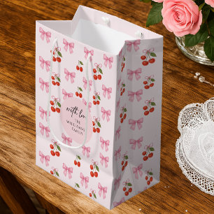 Niedliches Muster der Wasserfarbe Bow Coquette Mittlere Geschenktüte