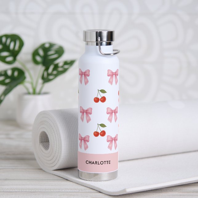 Niedliches Muster der Wasserfarbe Bow Coquette Trinkflasche (Yoga)