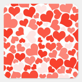 Niedliches Muster des modernen Roten Herzens Quadratischer Aufkleber