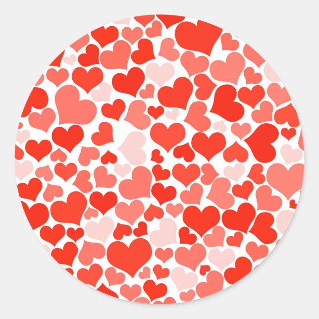 Niedliches Muster des modernen Roten Herzens Runder Aufkleber (Vorderseite)