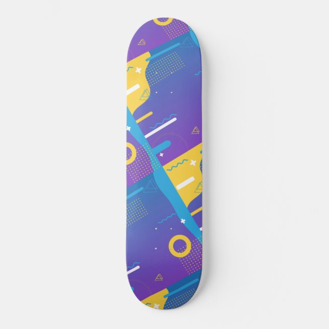 Niedliches Muster Farbenfrohe Minimaldesign Blau Skateboard (Vorderseite)