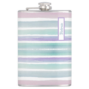 Niedliches Muster Farbstreifen Pink Blau Flachmann