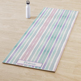 Niedliches Muster Farbstreifen Pink Blue Monogram Yogamatte