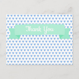 Niedliches Muster für blaue Herzen | Babydusche Da Postkarte