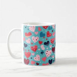 Niedliches Muster für farbenfrohe Herzen Kaffeetasse