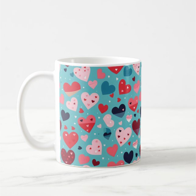 Niedliches Muster für farbenfrohe Herzen Kaffeetasse (Links)