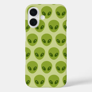 Niedliches Muster für grüne Alien iPhone 16 Hülle