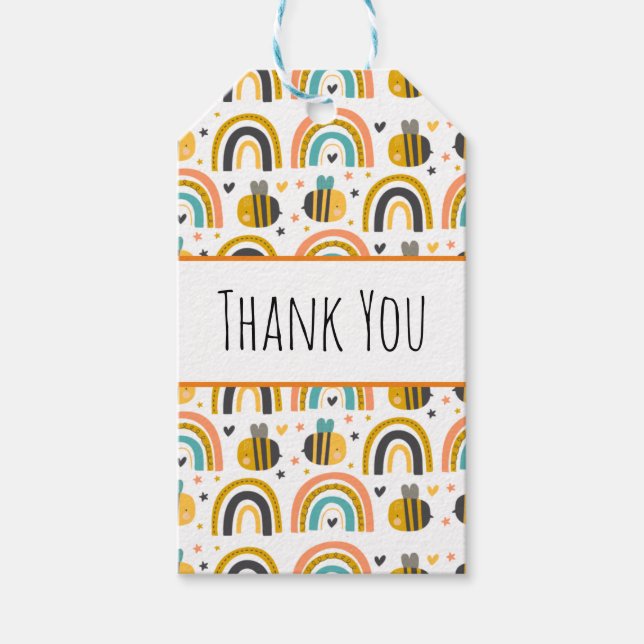 Niedliches Muster für Hummeln und Regenbogen Viele Geschenkanhänger (Vorderseite)