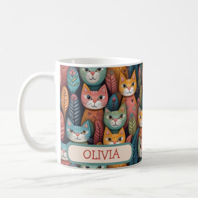 Niedliches Muster für Whimsikkatzen Kaffeetasse (Links)