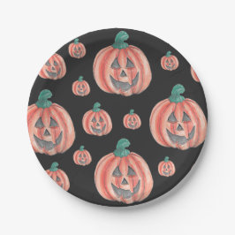 Niedliches Muster Halloween Pumpkin Jack-O-Lantern Pappteller