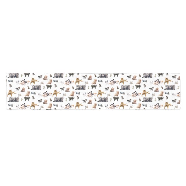 Niedliches Muster mit Fotos von Katzen und Kätzche Kurzer Tischläufer (Horizontal)
