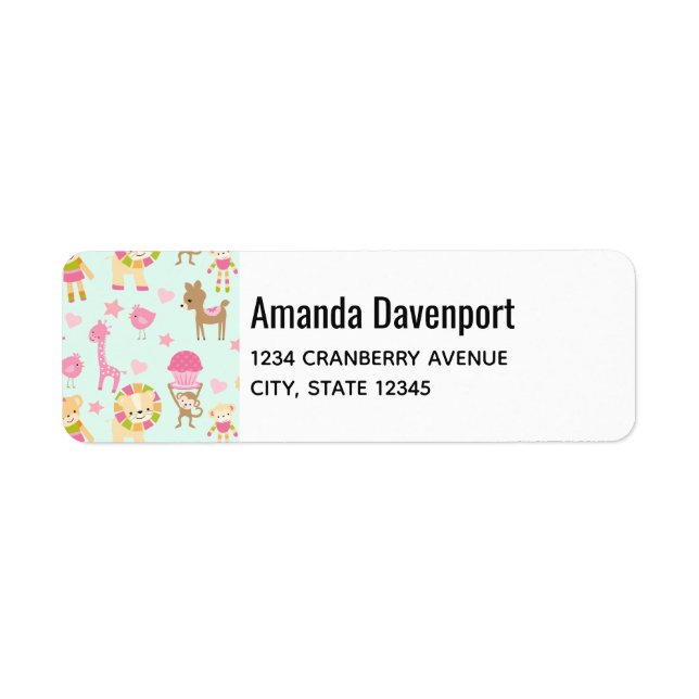 Niedliches Muster mit glücklichen Tieren und Spiel (Vorne)