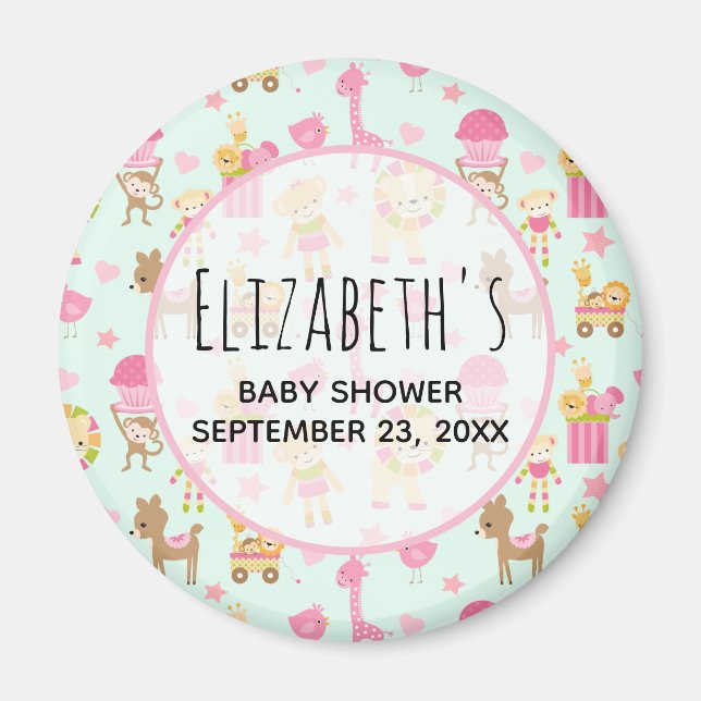 Niedliches Muster mit Happy Animals & Toys Baby Du Magnet (Vorne)