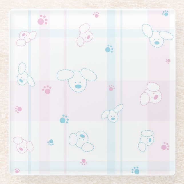 Niedliches Muster mit Hunden Glasuntersetzer (Vorderseite)