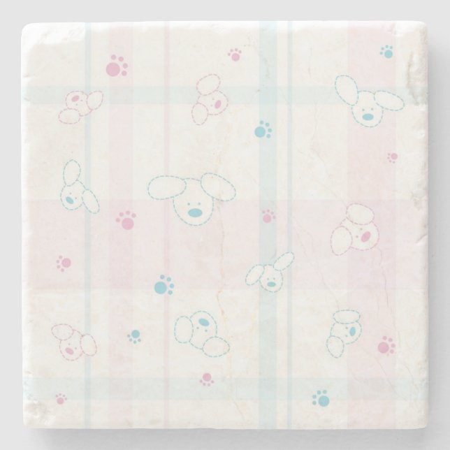 Niedliches Muster mit Hunden Steinuntersetzer (Vorderseite)