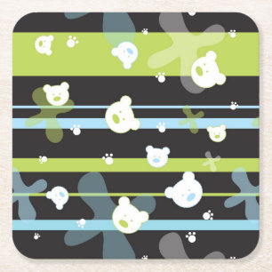 Niedliches Muster mit wenigen Bären Rechteckiger Pappuntersetzer