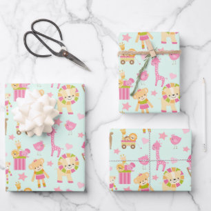 Niedliches Muster mit Whimsical Animals & Toys Geschenkpapier Set